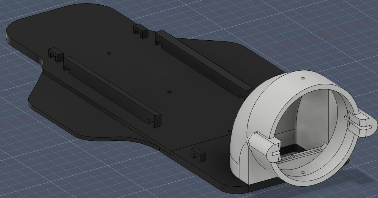 Fusion 360 model of the fan car floor with fan duct